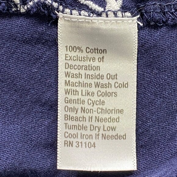 Crown & Ivy Top Women's L Navy Embroidered White Elephants 3/4 Sleeve Causal‎ - Picture 3 of 11